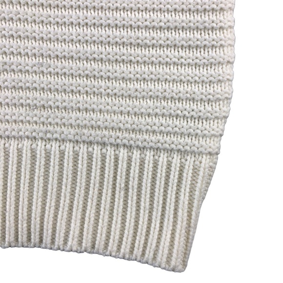 Elodie Womens Chunky Knit Puffy Sleeve White Crew Neck Winter Sweater - Picture 5 of 11